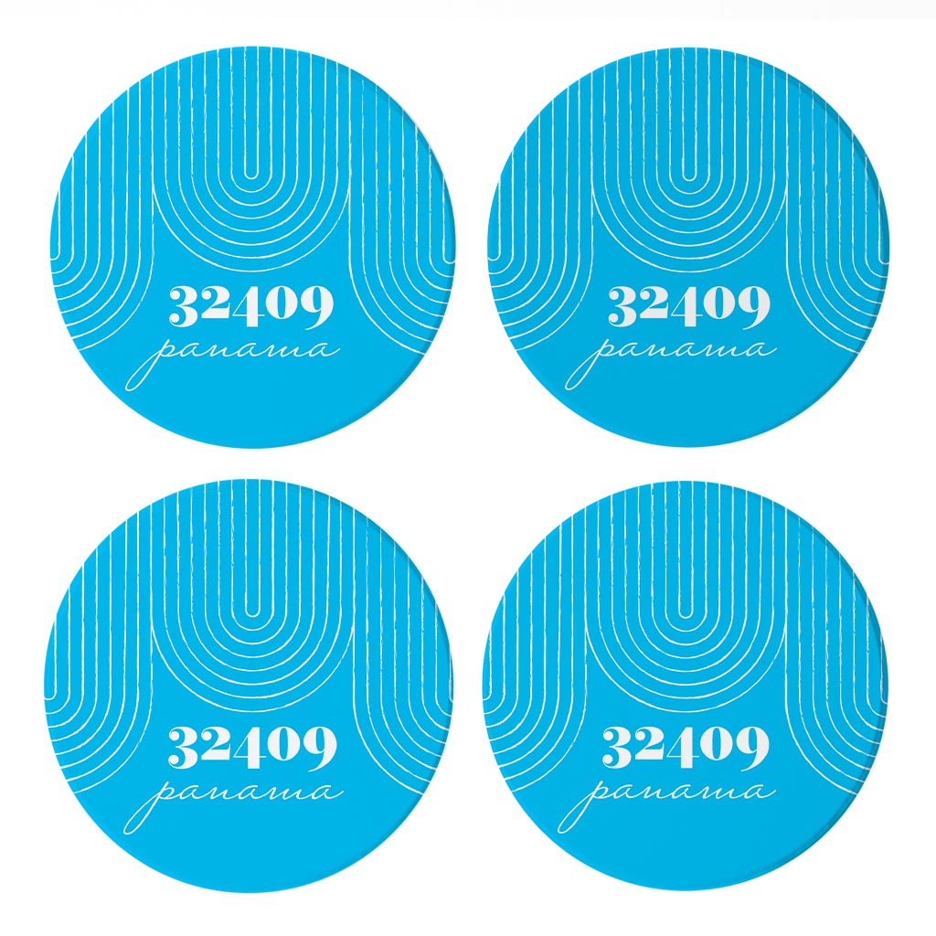 Bright Modern City Zip On Teal Florida Panama | Absorbent Coasters | Set of 4 | Min 2