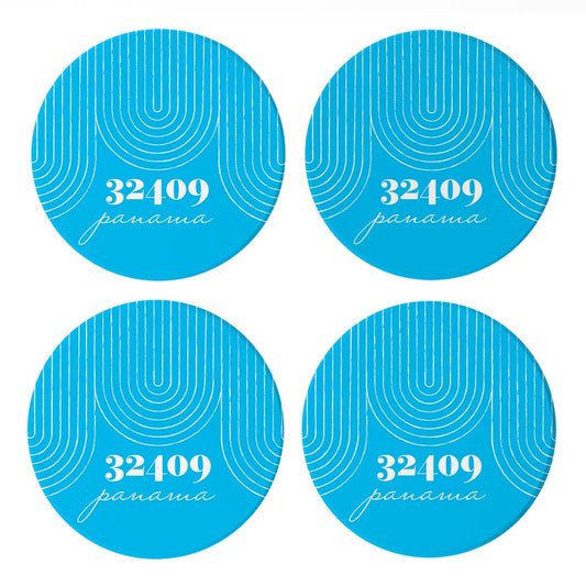 Bright Modern City Zip On Teal Florida Panama | Absorbent Coasters | Set of 4 | Min 2