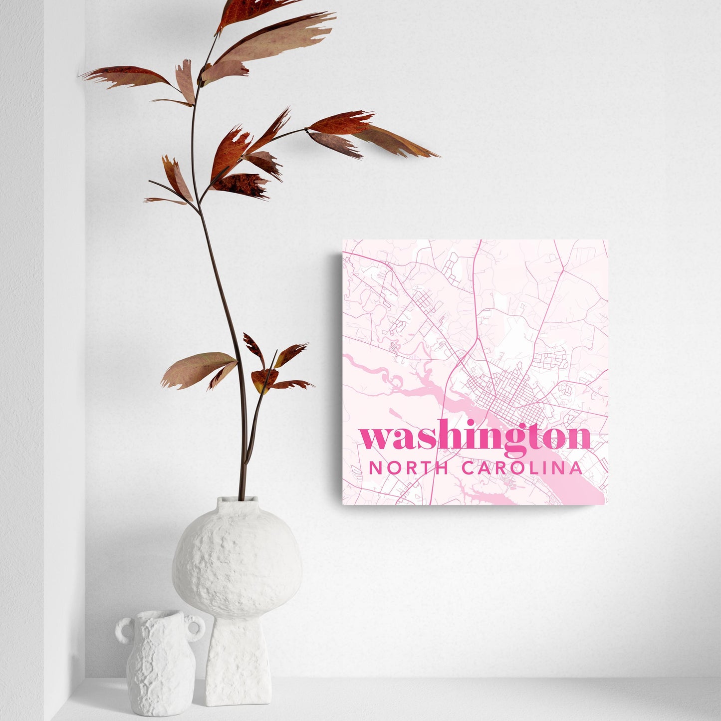 Bright Modern Pink Map North Carolina Washington| Hi-Def Glass Art | Eaches | Min 2