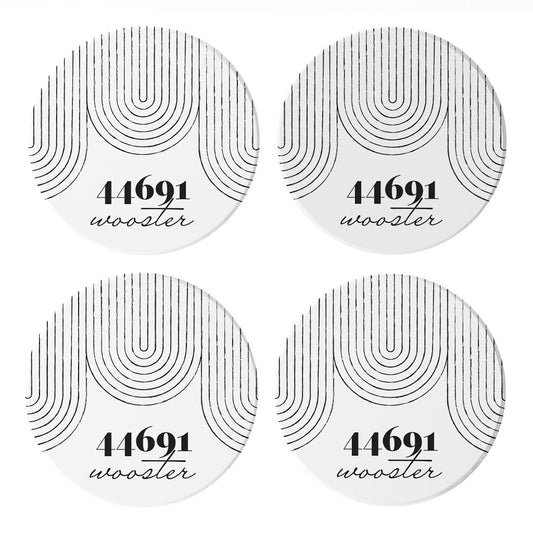 Black And White City Zip On White Ohio Wooster | Absorbent Coasters | Set of 4 | Min 2
