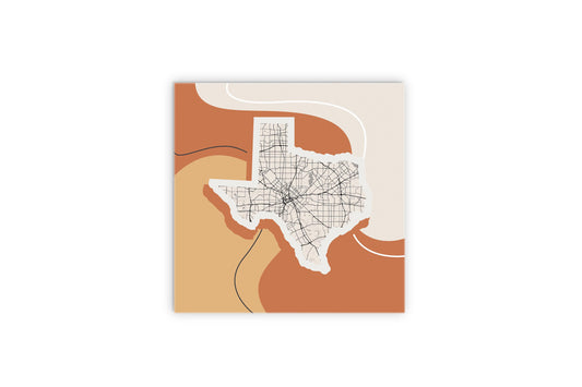 Vintage Groove Fluid Orange Map Texas Dallas | Wood Sign | Eaches | Min 2
