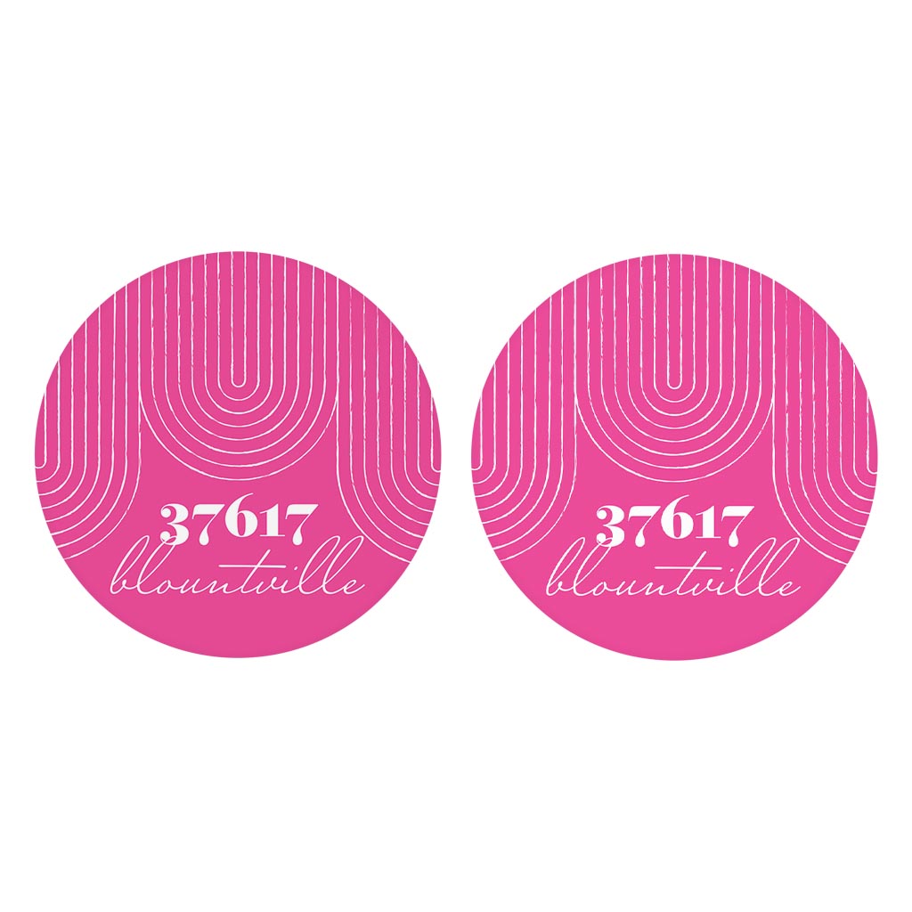 Bright Modern City Zip On Pink Tennessee Blountville | Absorbent Car Coasters | Set of 2 | Min 4