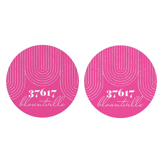 Bright Modern City Zip On Pink Tennessee Blountville | Absorbent Car Coasters | Set of 2 | Min 4