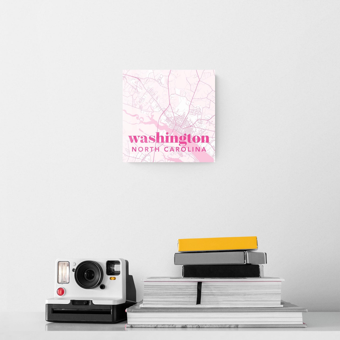 Bright Modern Pink Map North Carolina Washington| Hi-Def Glass Art | Eaches | Min 2
