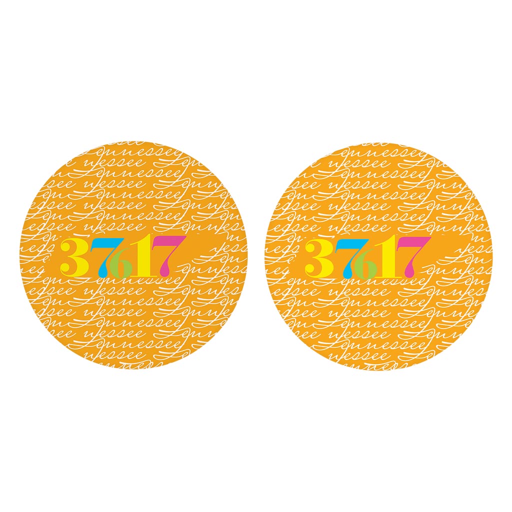 Bright Modern State Script Orange Tennessee Blountville | Absorbent Car Coasters | Set of 2 | Min 4