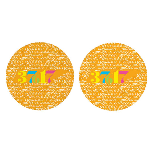 Bright Modern State Script Orange Tennessee Blountville | Absorbent Car Coasters | Set of 2 | Min 4