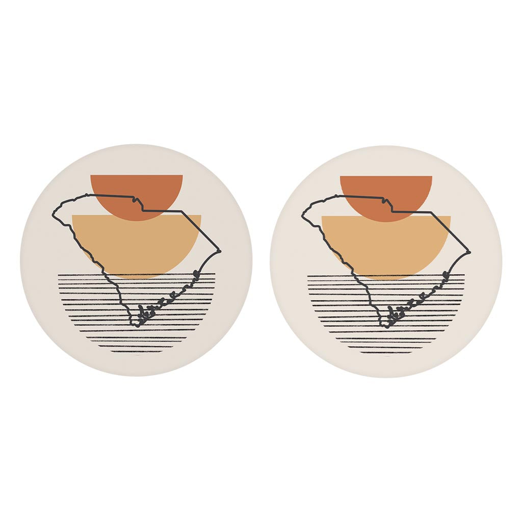 Vintage Groove Shape Stack South Carolina| Absorbent Car Coasters | Set of 2 | Min 4