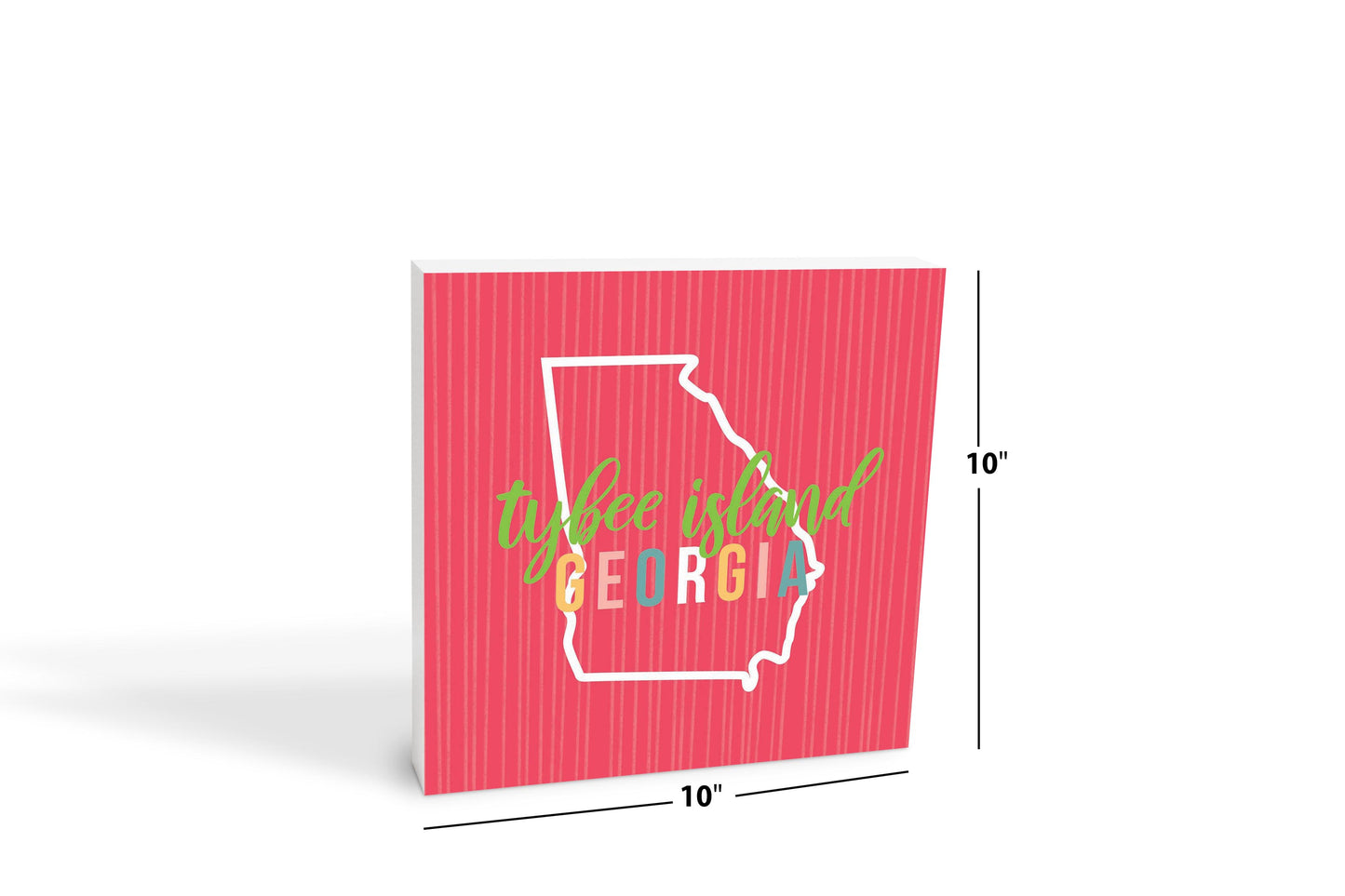 Boho Color State On Pink Georgia Tybee Island | Wood Block | Eaches | Min 2