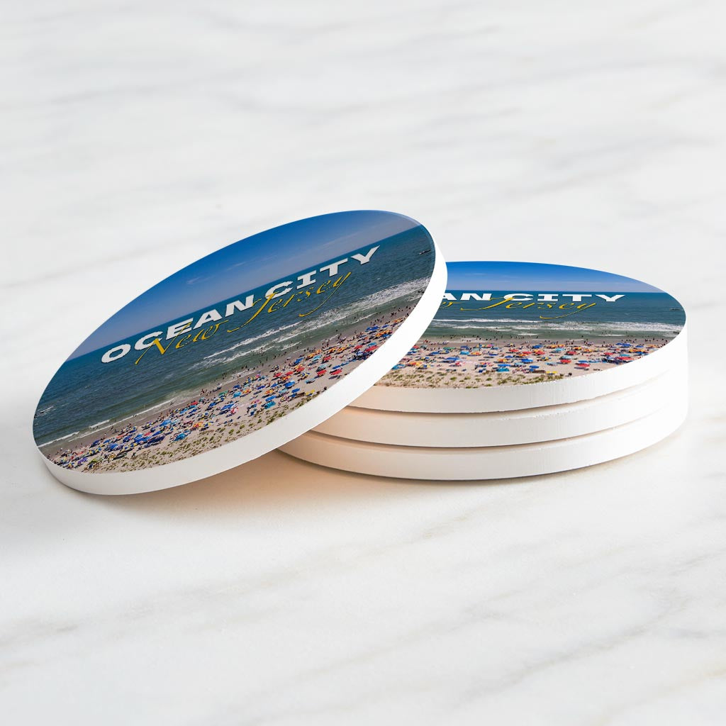 Beach Day Round Coaster| Absorbent Coasters | Set of 4 | Min 2