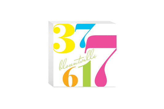 Bright Modern Color Block City Zip Tennessee Blountville | Wood Block | Eaches | Min 4