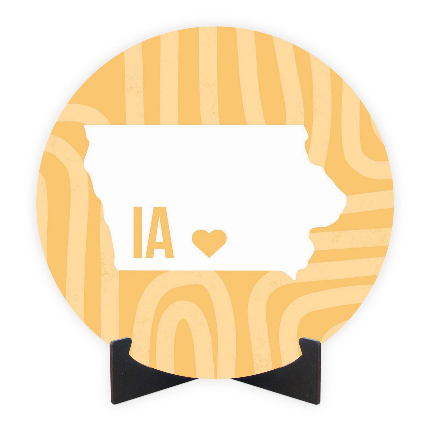Boho Color Heart State On Yellow Iowa | Wood Sign | Eaches | Min 1