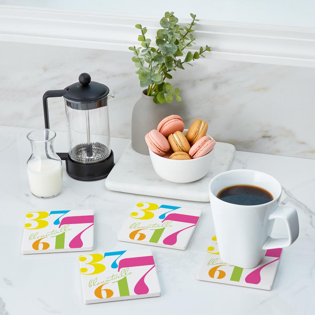 Bright Modern Color Block City Zip Tennessee Blountville | Absorbent Coasters | Set of 4 | Min 2