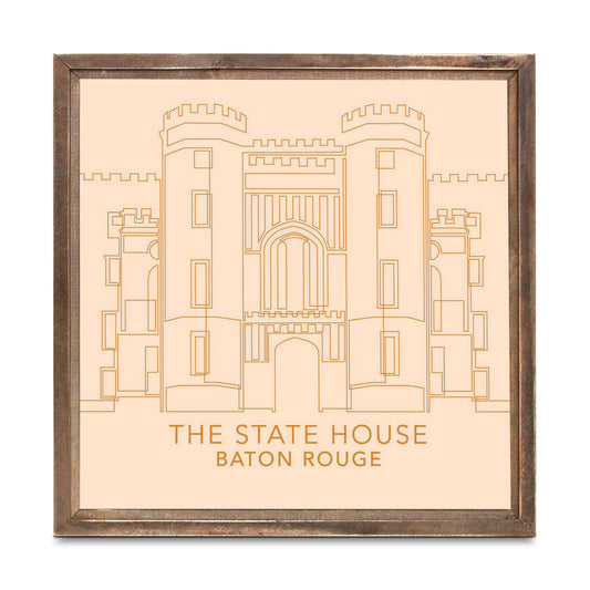 Minimalistic Baton Rouge State House Colorful | Wood Sign | Eaches | Min 1