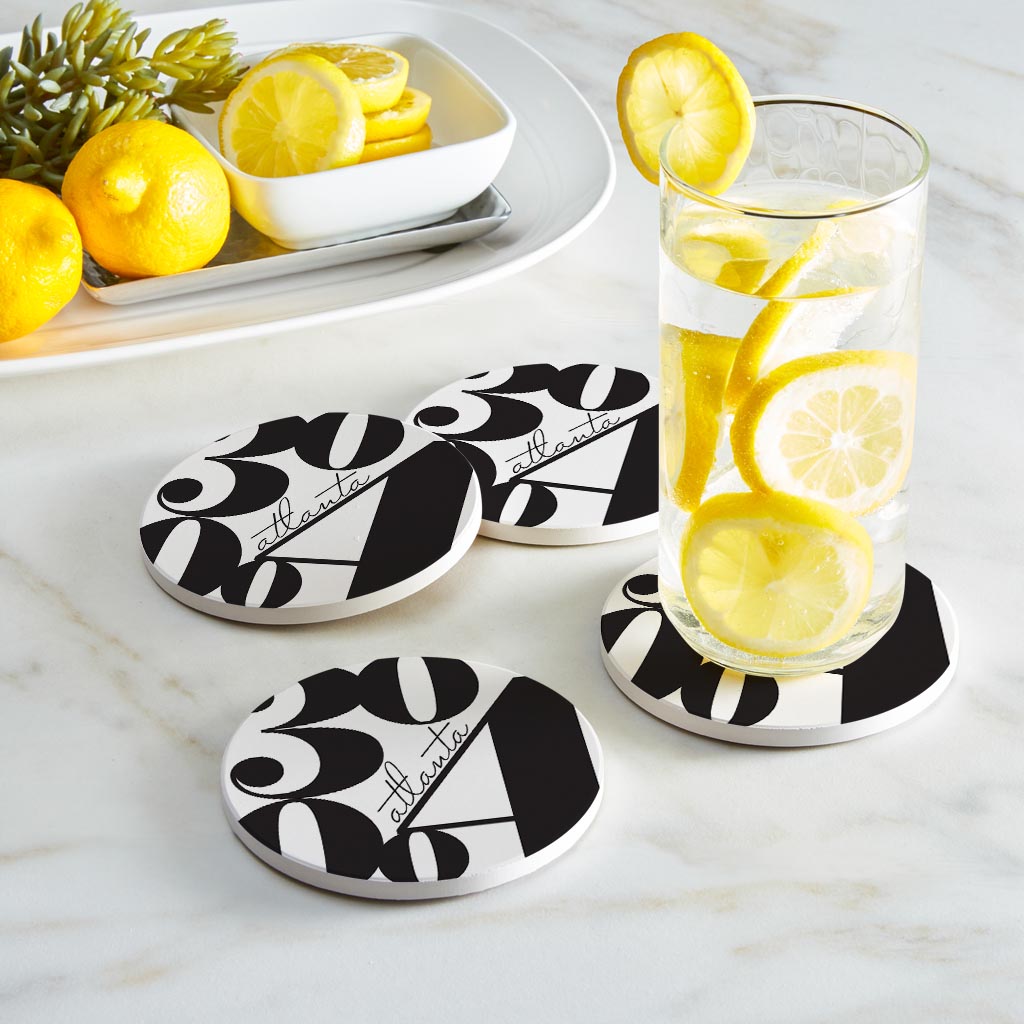 Black And White Zip Block Georgia Atlanta | Absorbent Coasters | Set of 4 | Min 2