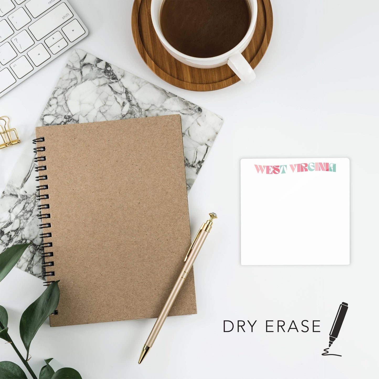 Custom Retro Wave Glass Dry Erase Desktop Notes Tile