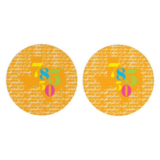 Bright Modern State Script Orange Texas Harlingen | Absorbent Car Coasters | Set of 2 | Min 4