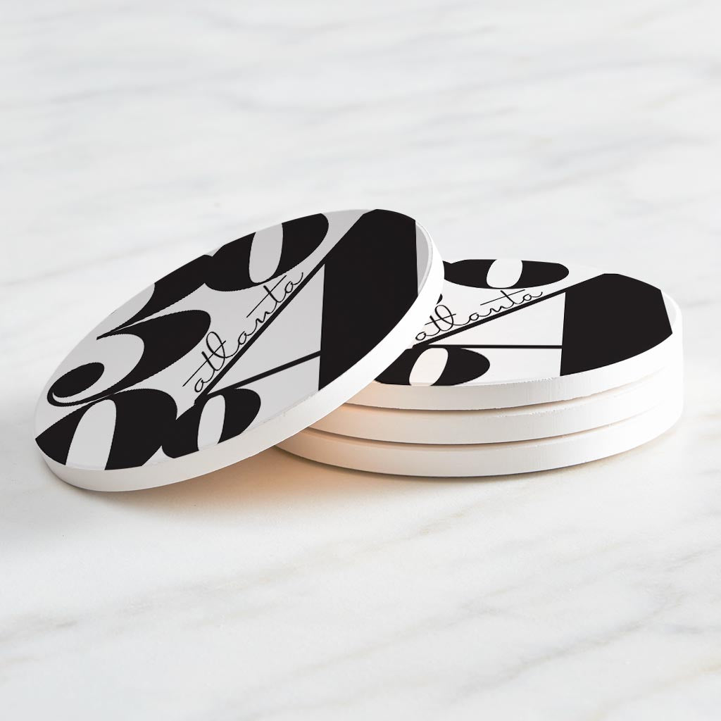 Black And White Zip Block Georgia Atlanta | Absorbent Coasters | Set of 4 | Min 2