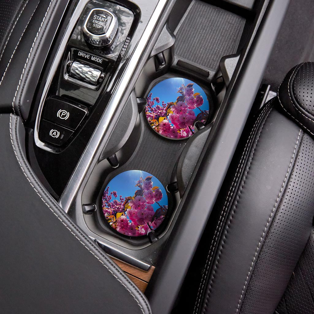 Monokian Cherry Blossoms | Absorbent Car Coasters | Set of 2 | Min 4