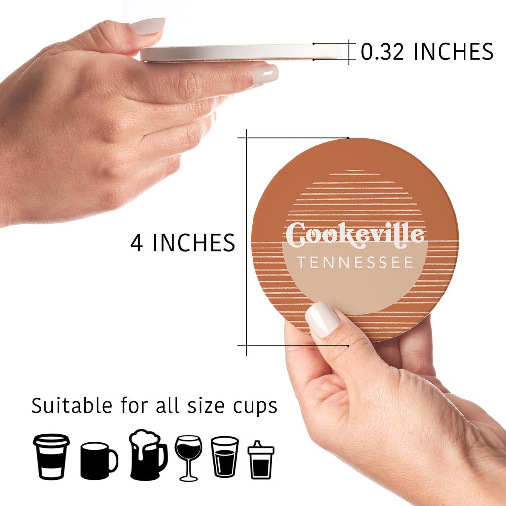 Vintage Groove State Star Map Tennessee Cookeville | Absorbent Coasters | Set of 4 | Min 2