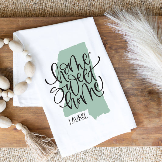 Kitchen Towel, Custom City/State, Tea Towel, Home Sweet Home