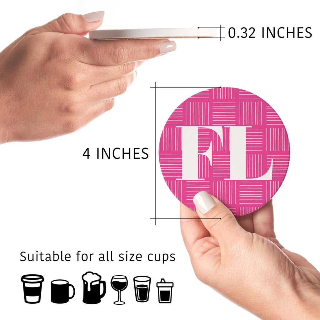 Bright Modern Abbreviated On Pink Florida | Absorbent Coasters | Set of 4 | Min 2