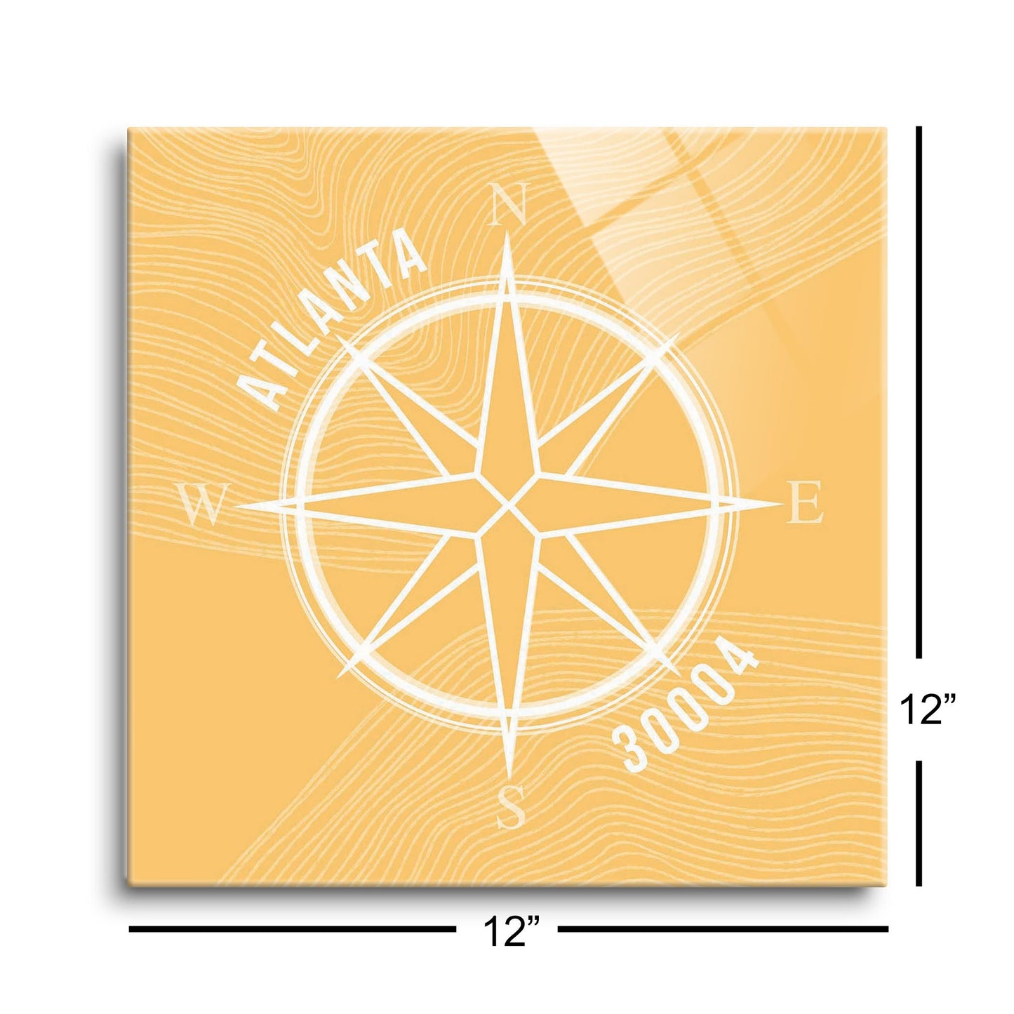 Boho Color Compass Zip On Yellow Georgia Atlanta | Hi-Def Glass Art | Eaches | Min 1