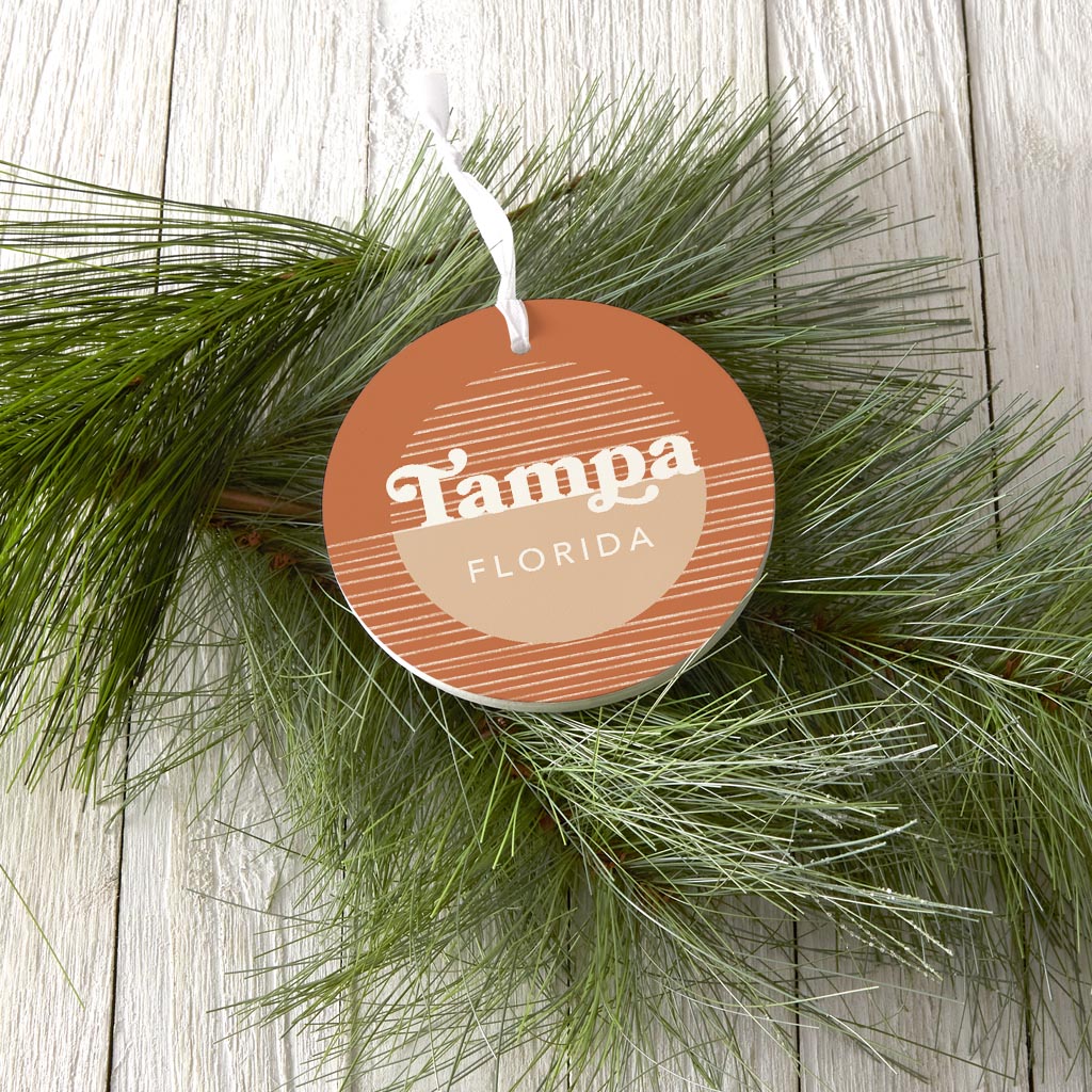 Vintage Groove Half Circle Lines Florida Tampa | Wood Ornament | Eaches | Min 6
