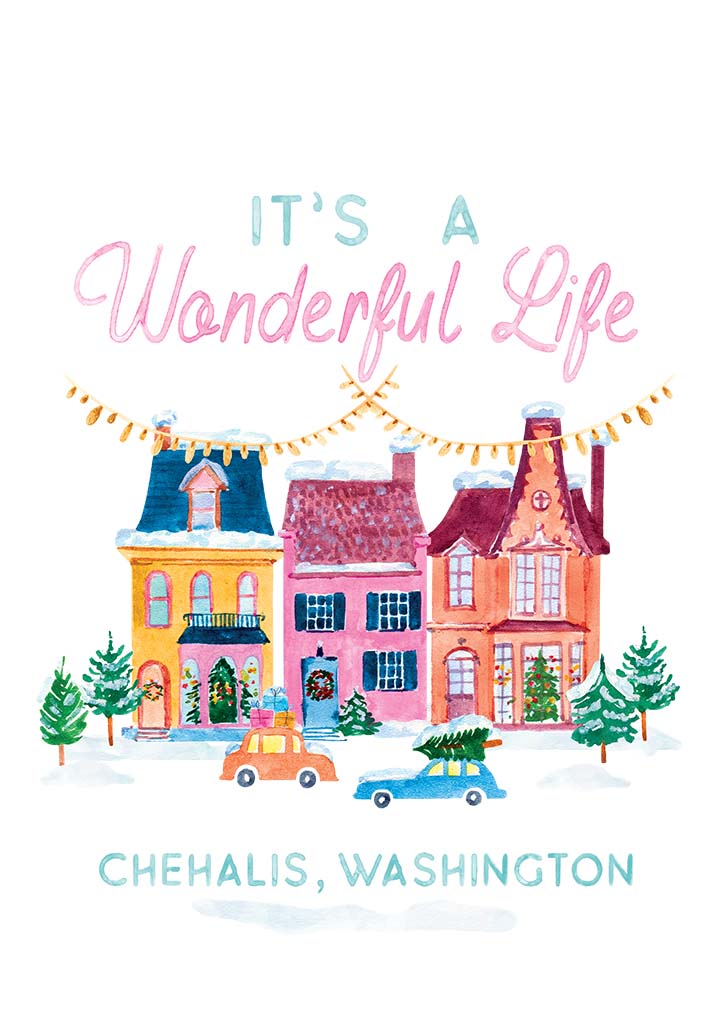 Cotton Tea Towel White-It's A Wonderful Life Chehalis Washington -5