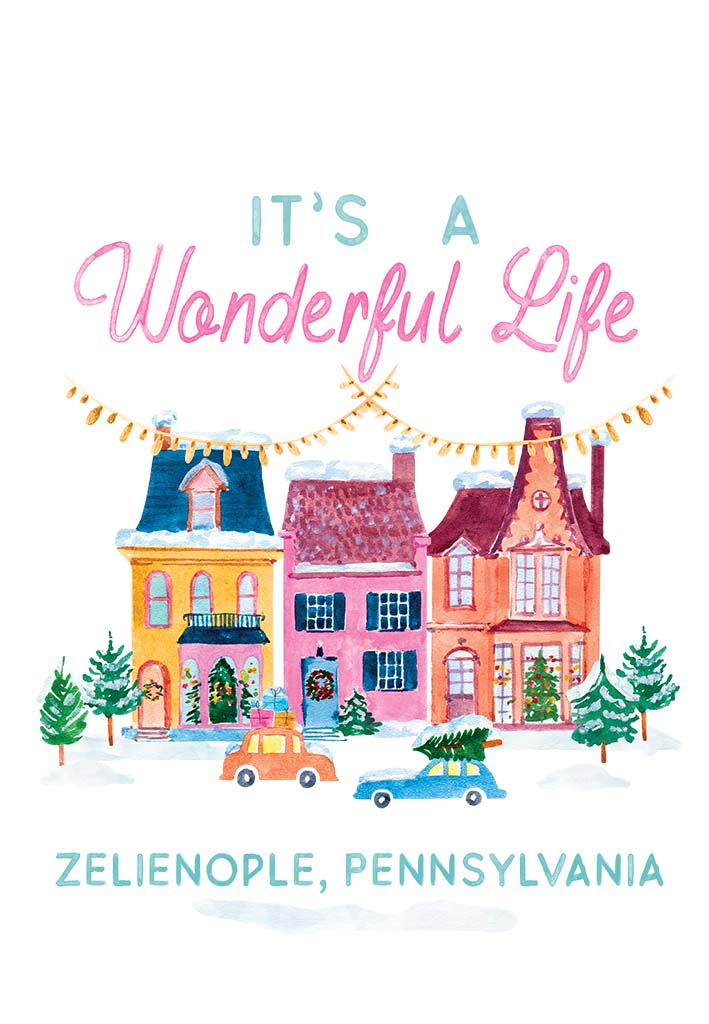 Cotton Tea Towel White-It's A Wonderful Life Zelienople Pennsylvania -5