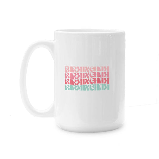 15oz Custom Ceramic Coffee Mug - Retro Wave Font Detail