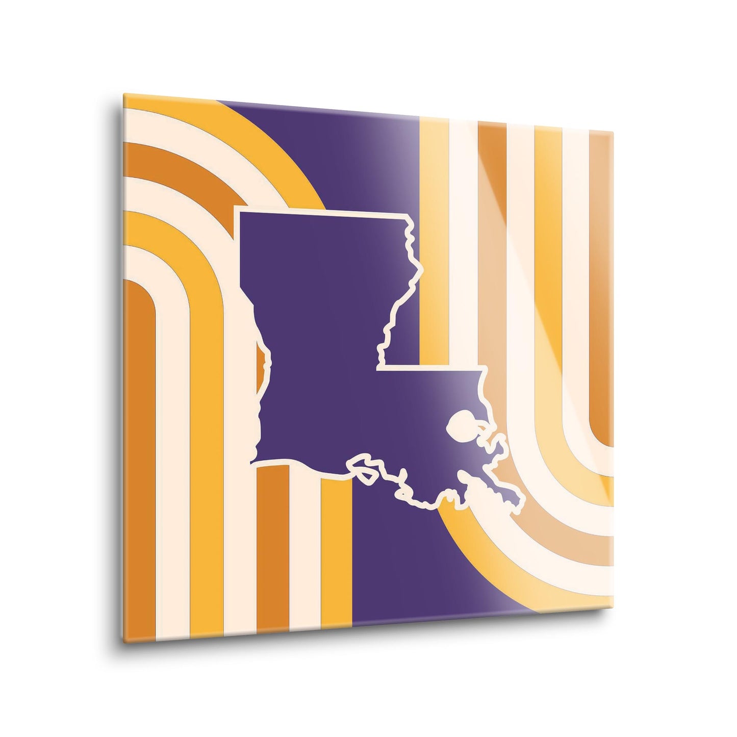 Purple Gold Louisiana Retro State Shape | Hi-Def Glass Art | Eaches | Min 1
