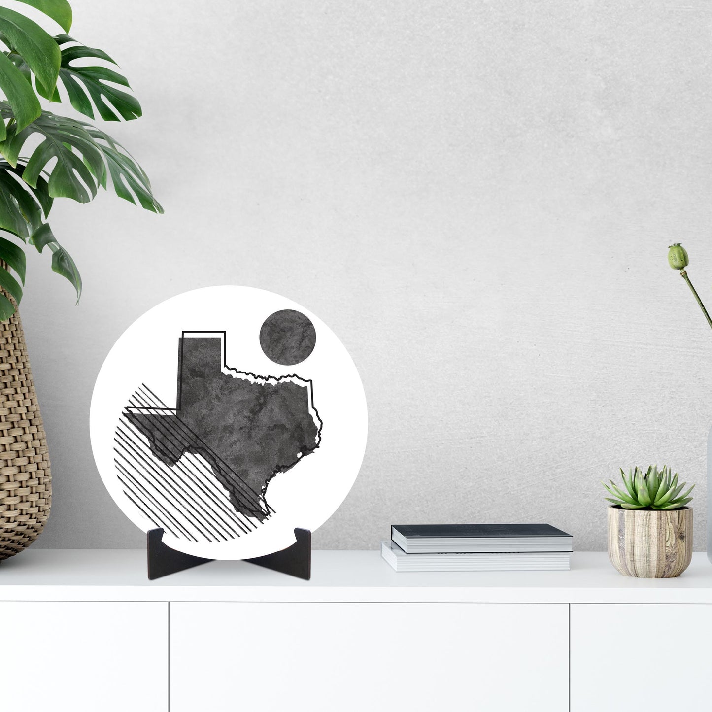 Black And White Geometric On White Texas | Wood Sign | Eaches | Min 1
