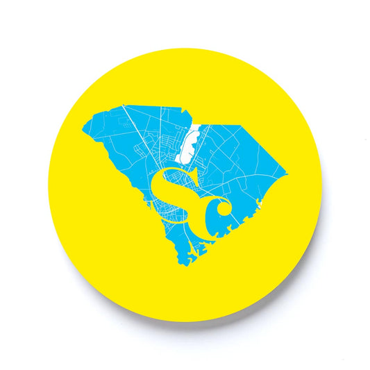 Bright Modern Abbreviated State Yellow South Carolina | 2.65x2.65