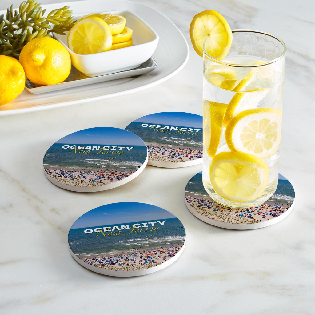 Beach Day Round Coaster| Absorbent Coasters | Set of 4 | Min 2
