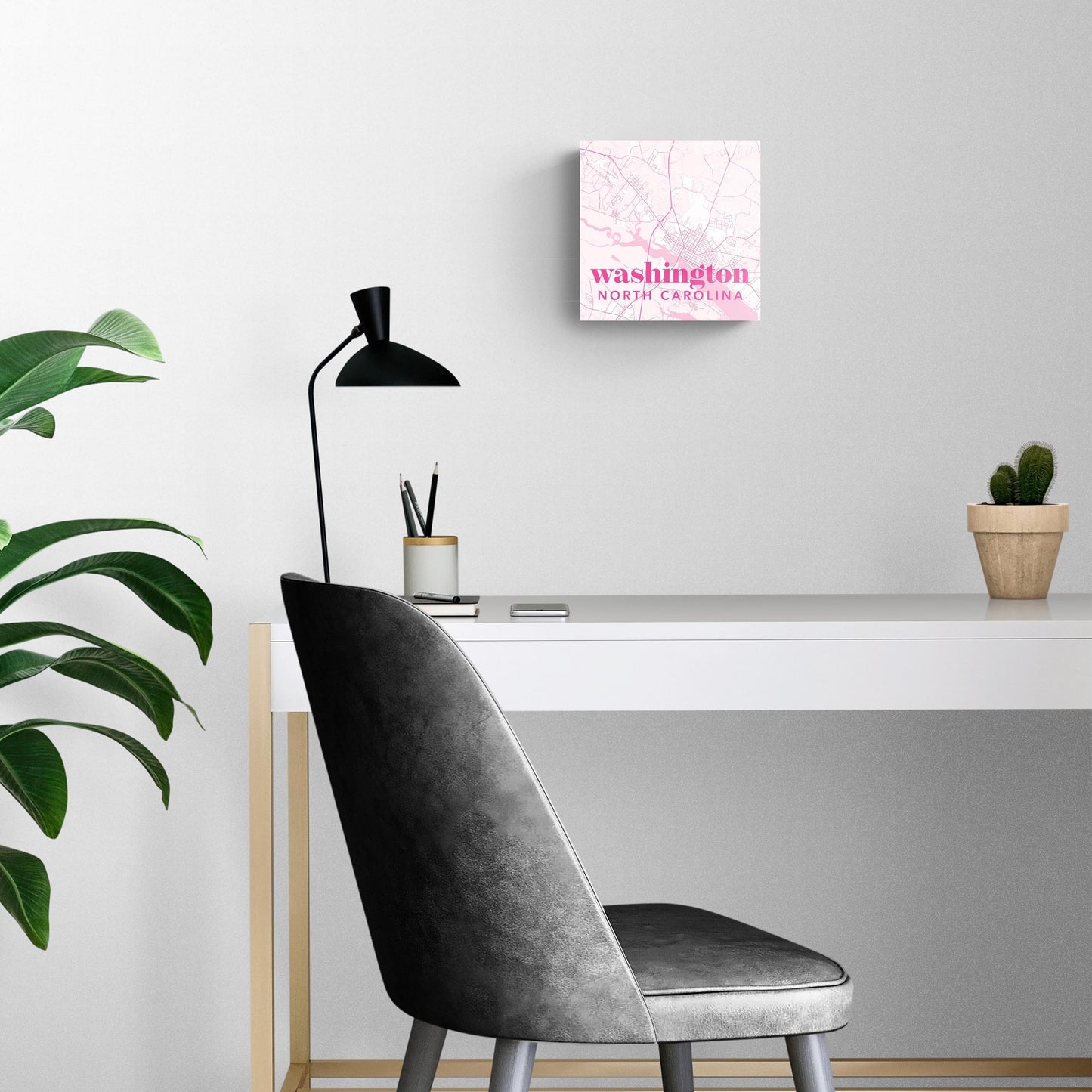 Bright Modern Pink Map North Carolina Washington| Hi-Def Glass Art | Eaches | Min 2