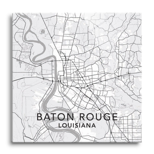 Minimalistic Baton Rouge White Map | Hi-Def Glass Art | Eaches | Min 1