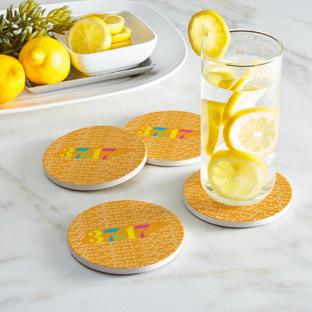 Bright Modern State Script Orange Tennessee Blountville | Absorbent Coasters | Set of 4 | Min 2