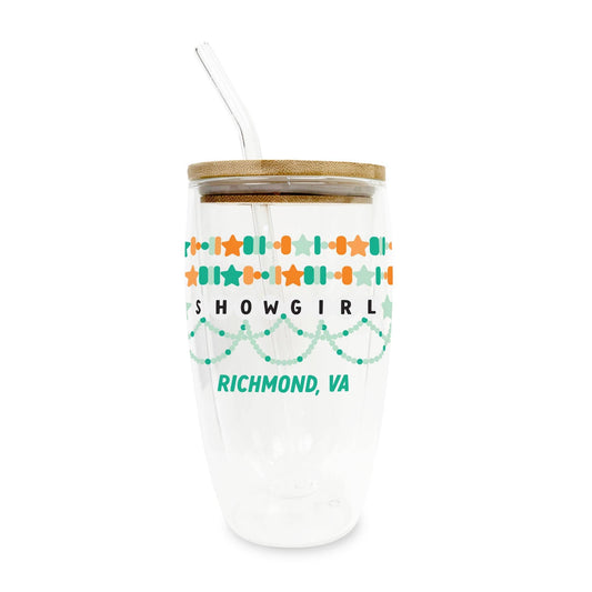 16oz Double Insulated Glass Tumbler-Love+Local Showgirl