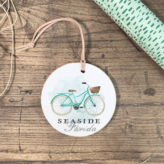 Custom Ornament, Bike, Home Town, Wooden Ornament