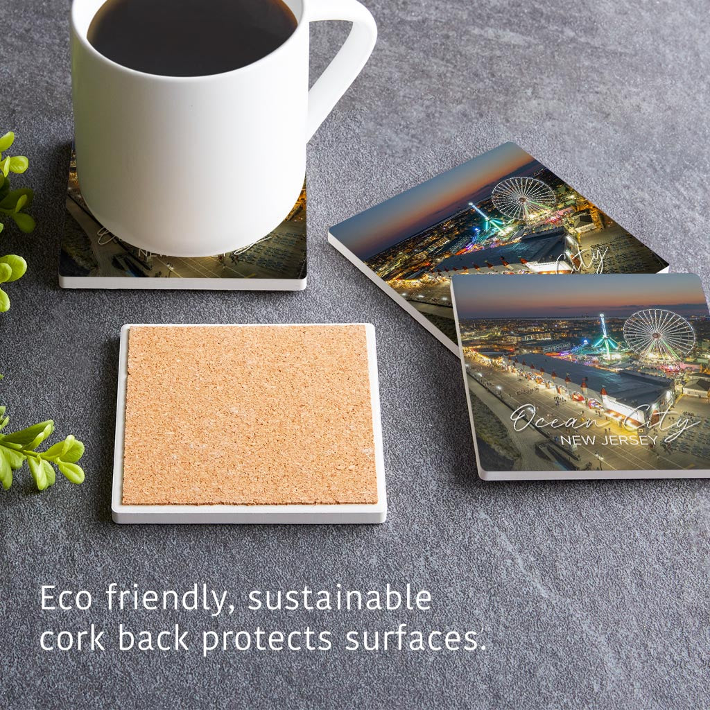 Neon Boardwalk Square Coaster | Absorbent Coasters | Set of 4 | Min 2