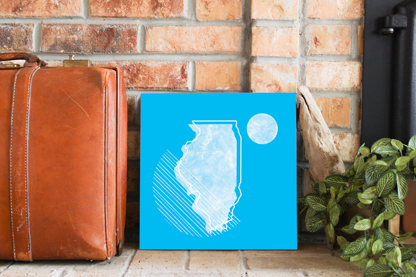 Bright Modern Geometric On Blue Georgia | Wood Sign | Eaches | Min 2