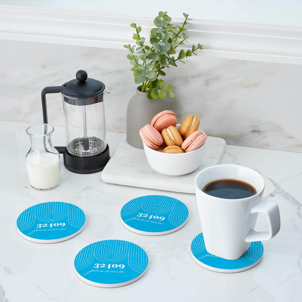 Bright Modern City Zip On Teal Florida Panama | Absorbent Coasters | Set of 4 | Min 2
