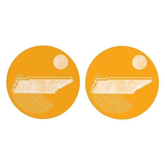 Bright Modern Geometric On Orange Tennessee | Absorbent Car Coasters | Set of 2 | Min 4
