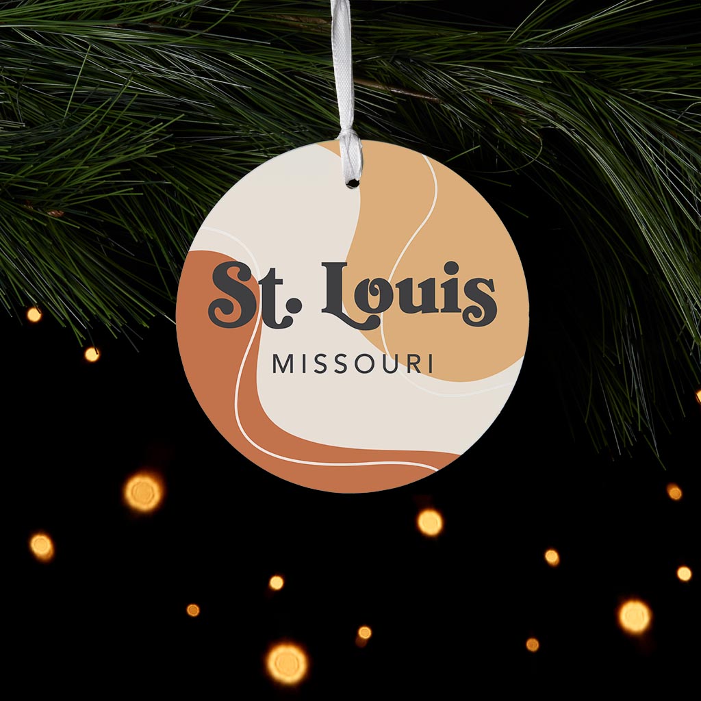 Vintage Groove Fluid Orange Missouri St Louis | Wood Ornament | Eaches | Min 6