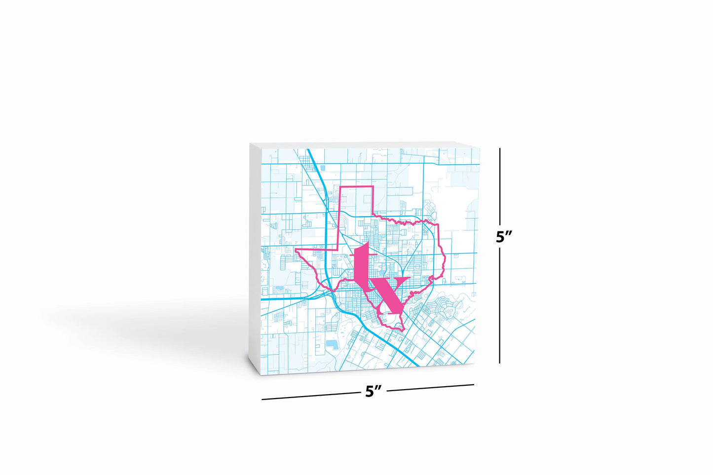 Bright Modern Abbreviated State Map Blue Texas Harlingen | Wood Block | Eaches | Min 4