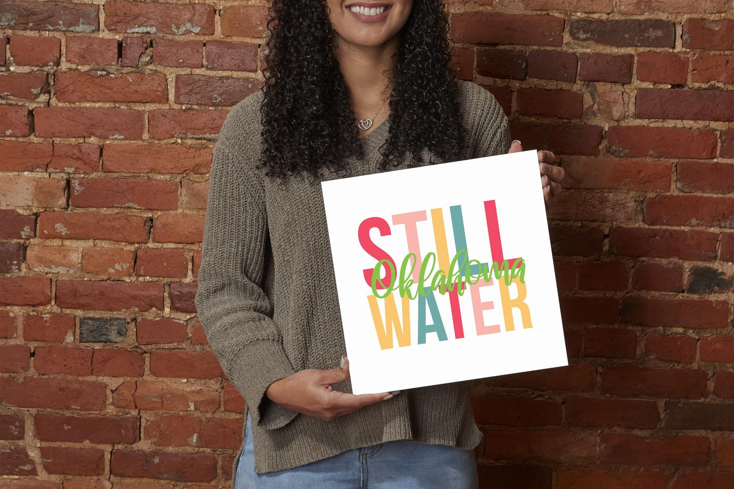 Boho Color City And State Oklahoma Stillwater | Wood Sign | Eaches | Min 2