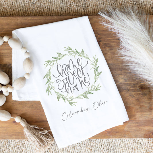 Kitchen Towel, Custom State, City/State, Home Sweet Home