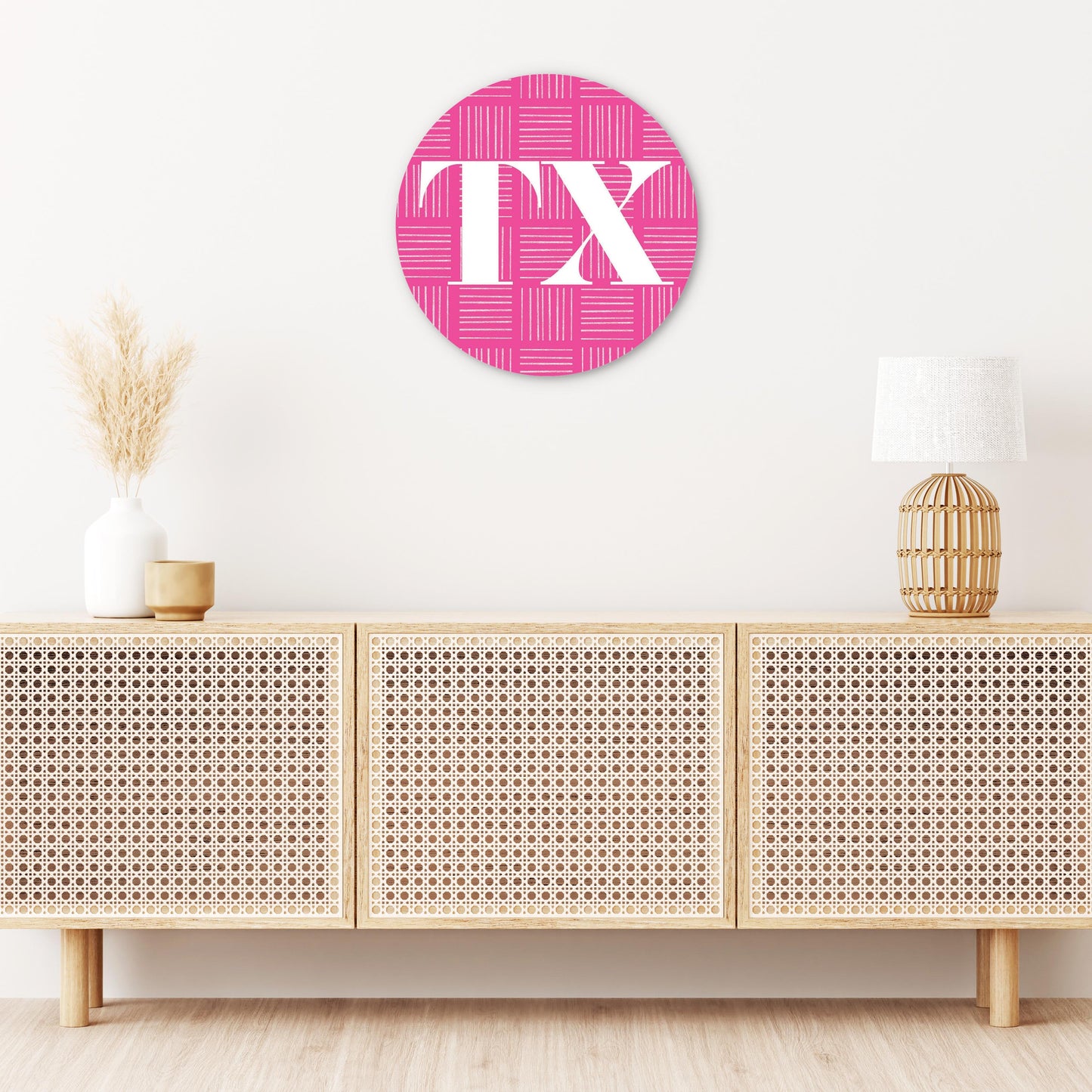 Bright Modern Abbreviated On Pink Texas | Wood Sign | Eaches | Min 1