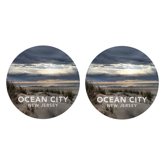 Monokian OCNJ Beach | Absorbent Car Coasters | Set of 2 | Min 4