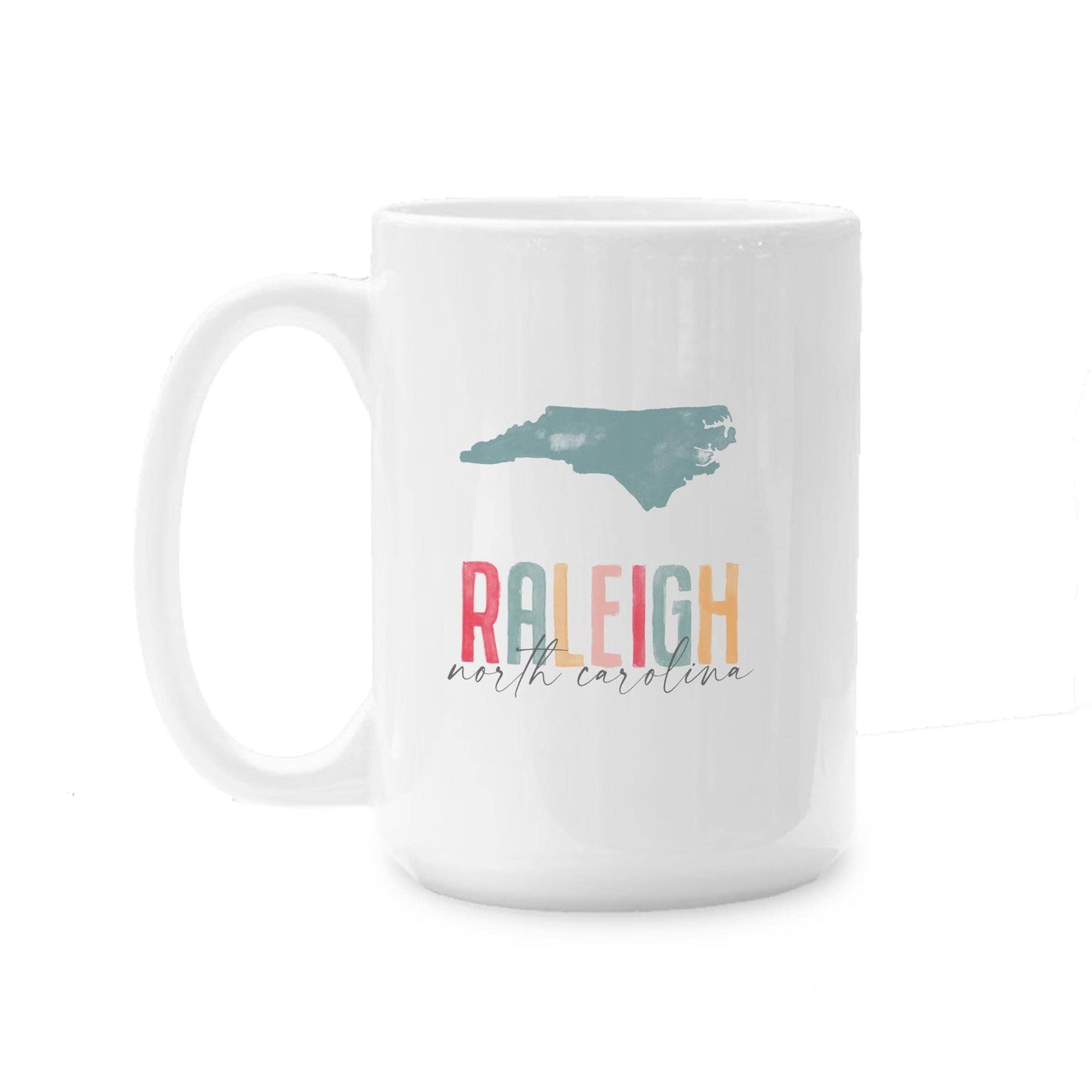 15oz Custom Coffee Mug White Watercolor State and City